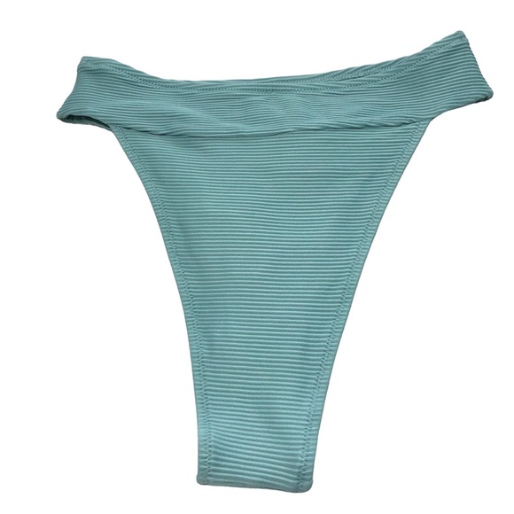 NWT CUPSHE High Waisted High Cut Banded Ribbed Bikini Bottom Light Mint Sz S - Picture 2 of 9